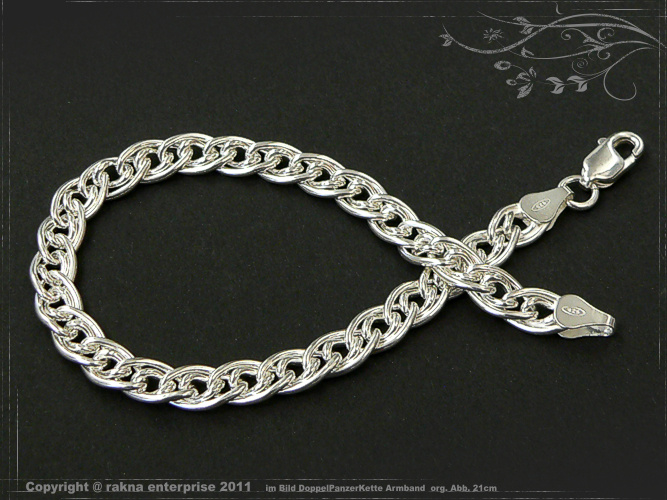 Double curb chain bracelets 925 sterling silver width 7mm  massiv