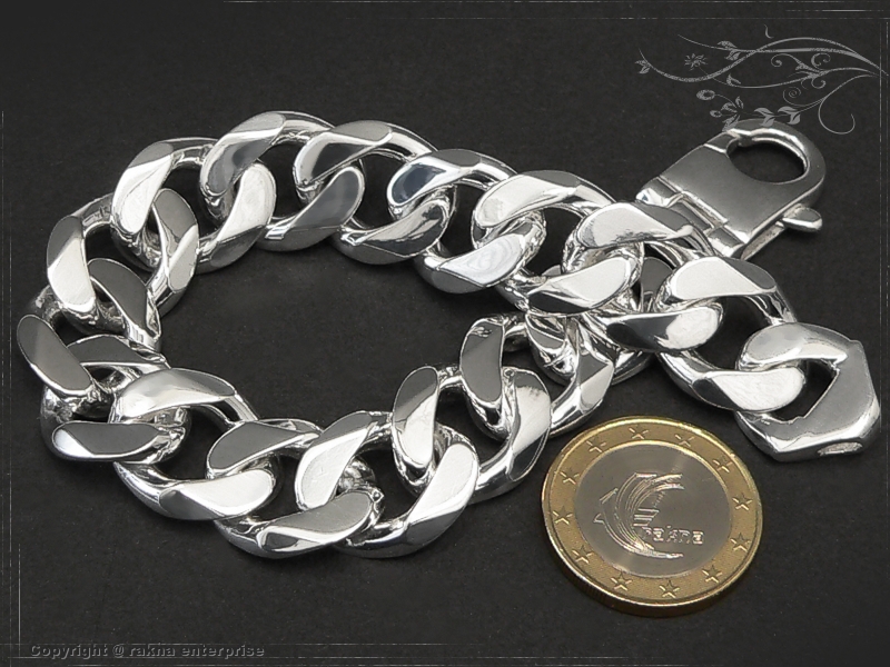 Curb chain bracelets 925 sterling silver width 12mm  massiv